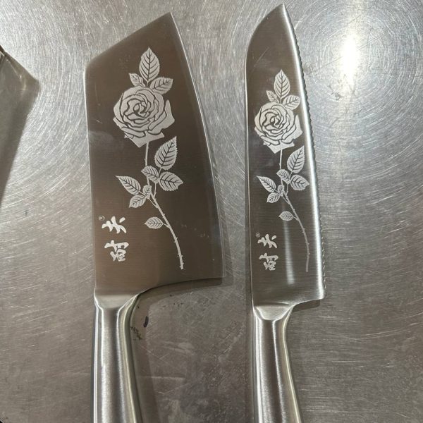 ست چاقو و ساطور استيل طرح گل