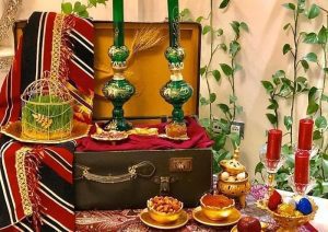 چیدمان سفره هفت سین با ظروف قدیمی