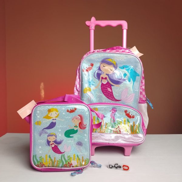 کیف چمدانی مدرسه دخترانه + لانچ بگ + قمقمه