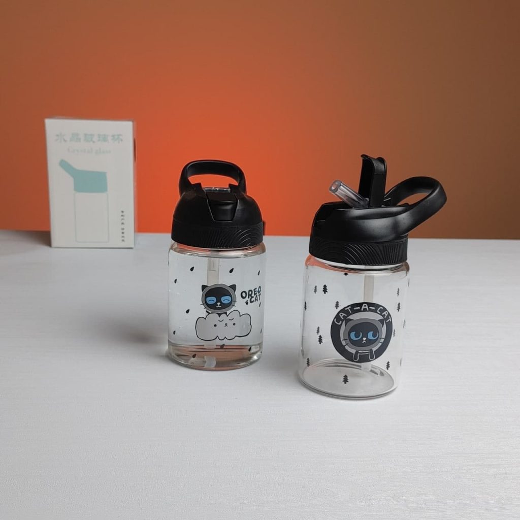 بطری شیشه‌ای نی دار فانتزی گربه