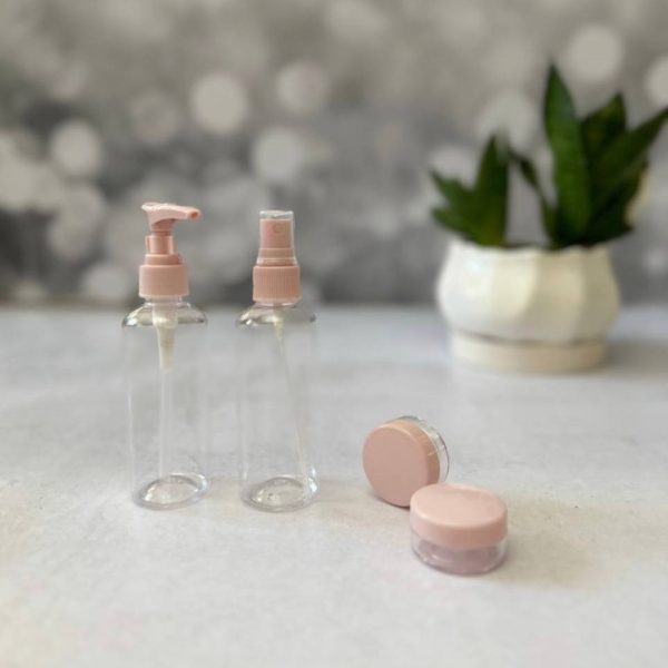 پک مسافرتي اسپري و پمپ و قوطي ۴ تکه