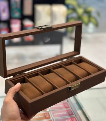 باکس ساعت ۶ عددی چوبی