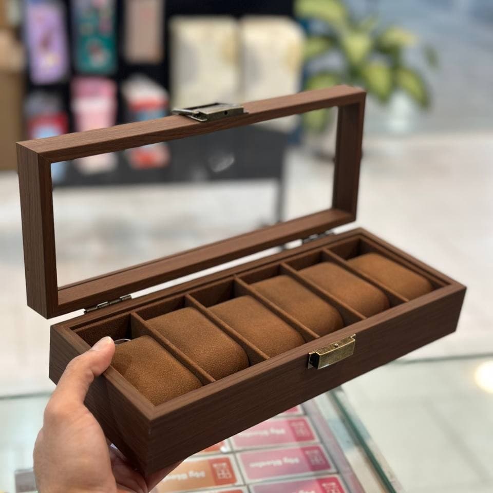 باکس ساعت ۶ عددی چوبی