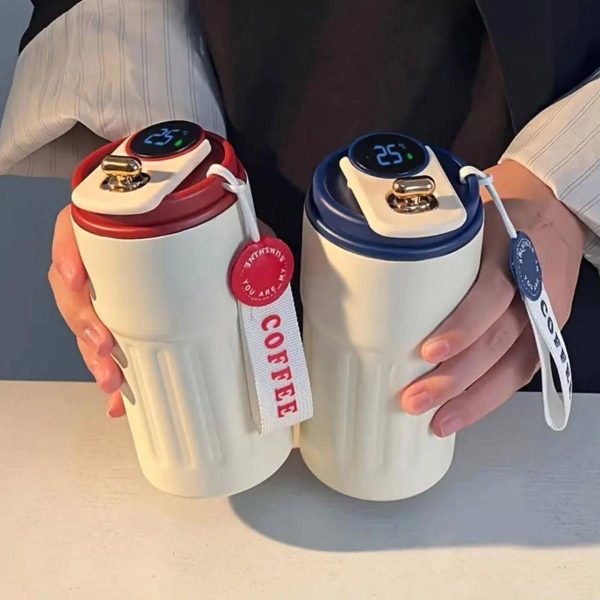 تراول ماگ دماسنج‌دار مدل Coffee (استیل ۳۱۶ بنددار)