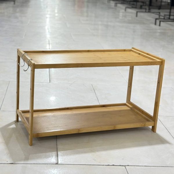 استند دوطبقه بامبو با عرض ۳۰ (+ ۲ قلاب آویز)